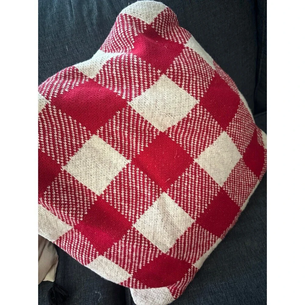 Isaac Mizrahi red checkered pillow